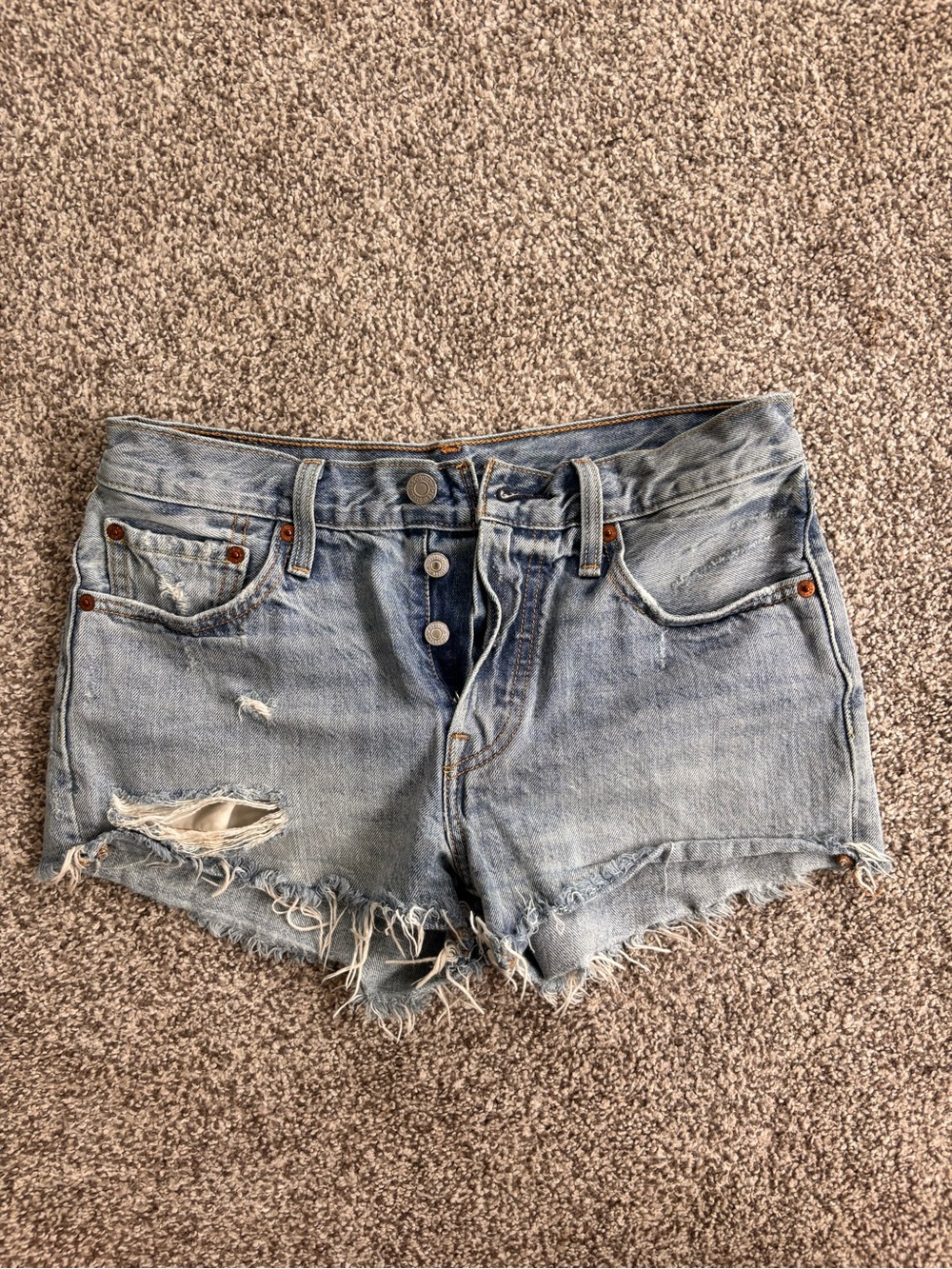 Levi's Light Blue Distressed Cutoff Denim Shorts